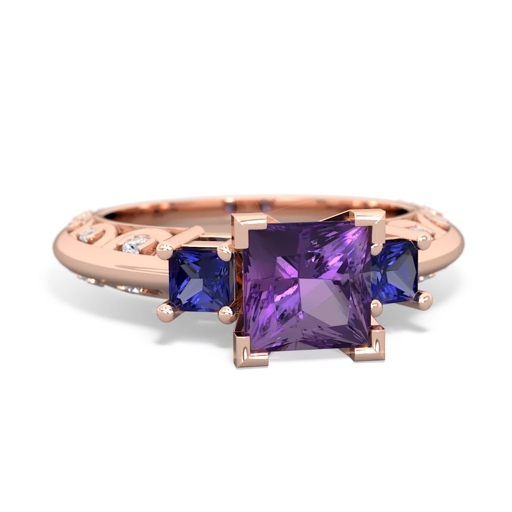 Amethyst Eternal Embrace Engagement 14K Rose Gold ring C2001