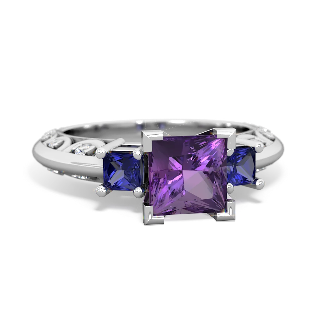 Amethyst Eternal Embrace Engagement 14K White Gold ring C2001