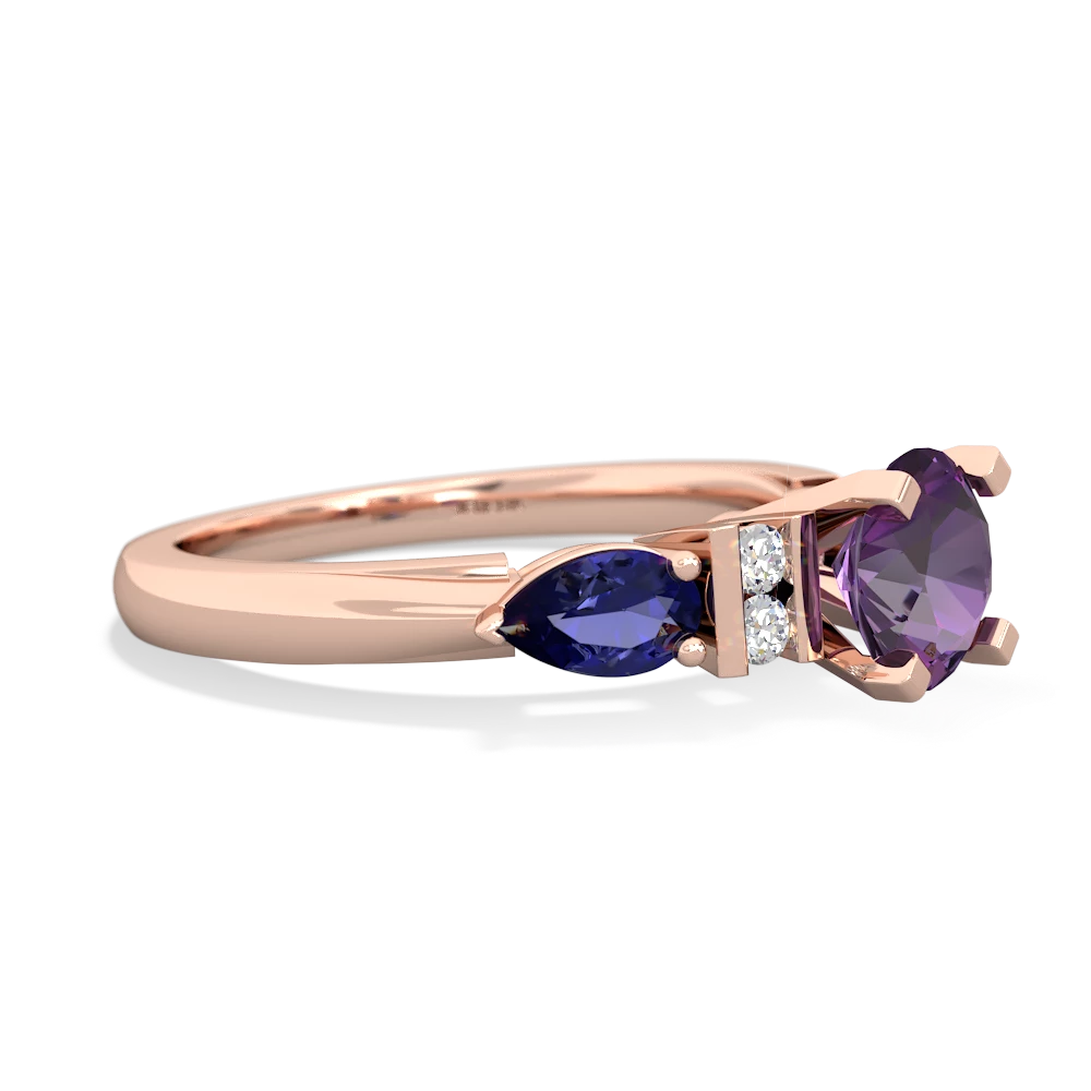 Amethyst 6Mm Round Eternal Embrace Engagement 14K Rose Gold ring R2005