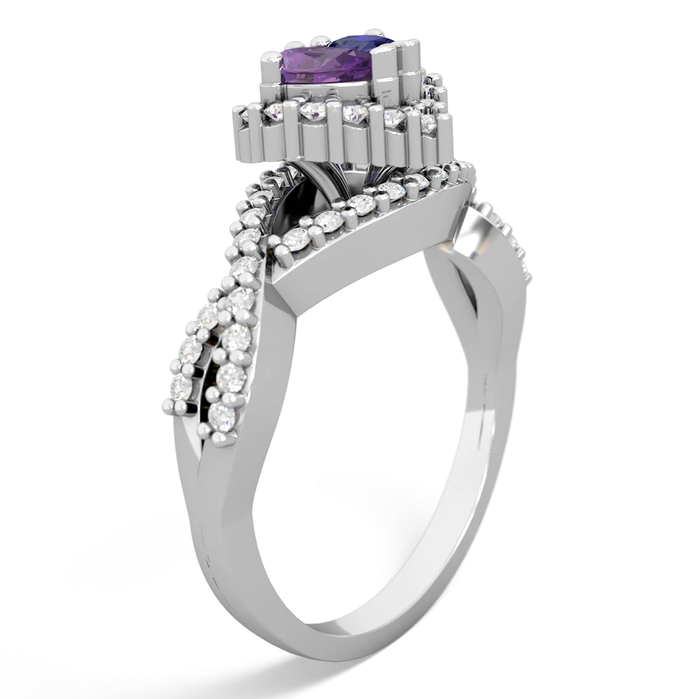 Amethyst Diamond Twist 'One Heart' 14K White Gold ring R2640HRT