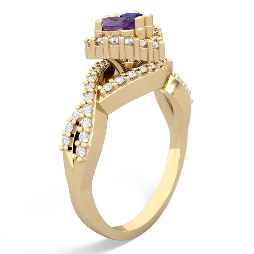 Amethyst Diamond Twist 'One Heart' 14K Yellow Gold ring R2640HRT