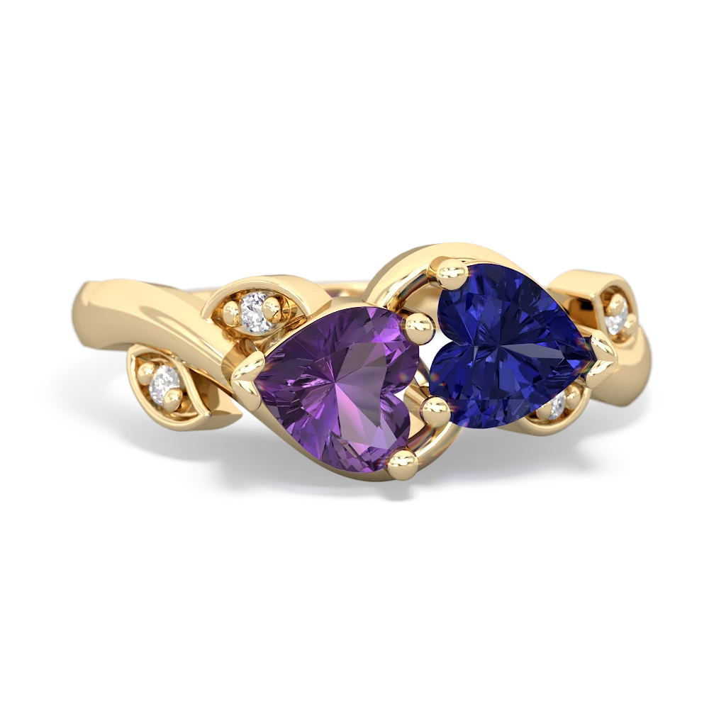 Amethyst Floral Elegance 14K Yellow Gold ring R5790