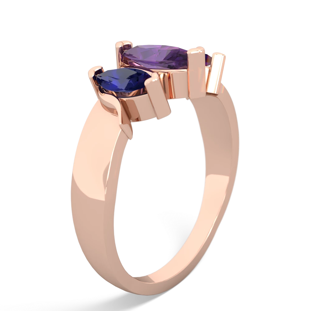 Amethyst Three Peeks 14K Rose Gold ring R2433