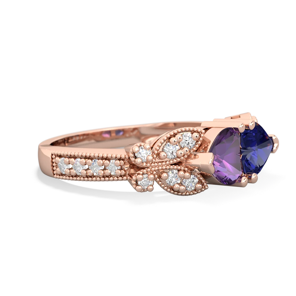Amethyst Diamond Butterflies 14K Rose Gold ring R5601