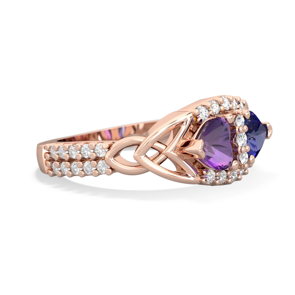 Amethyst Sparkling Celtic Knot 14K Rose Gold ring R2645