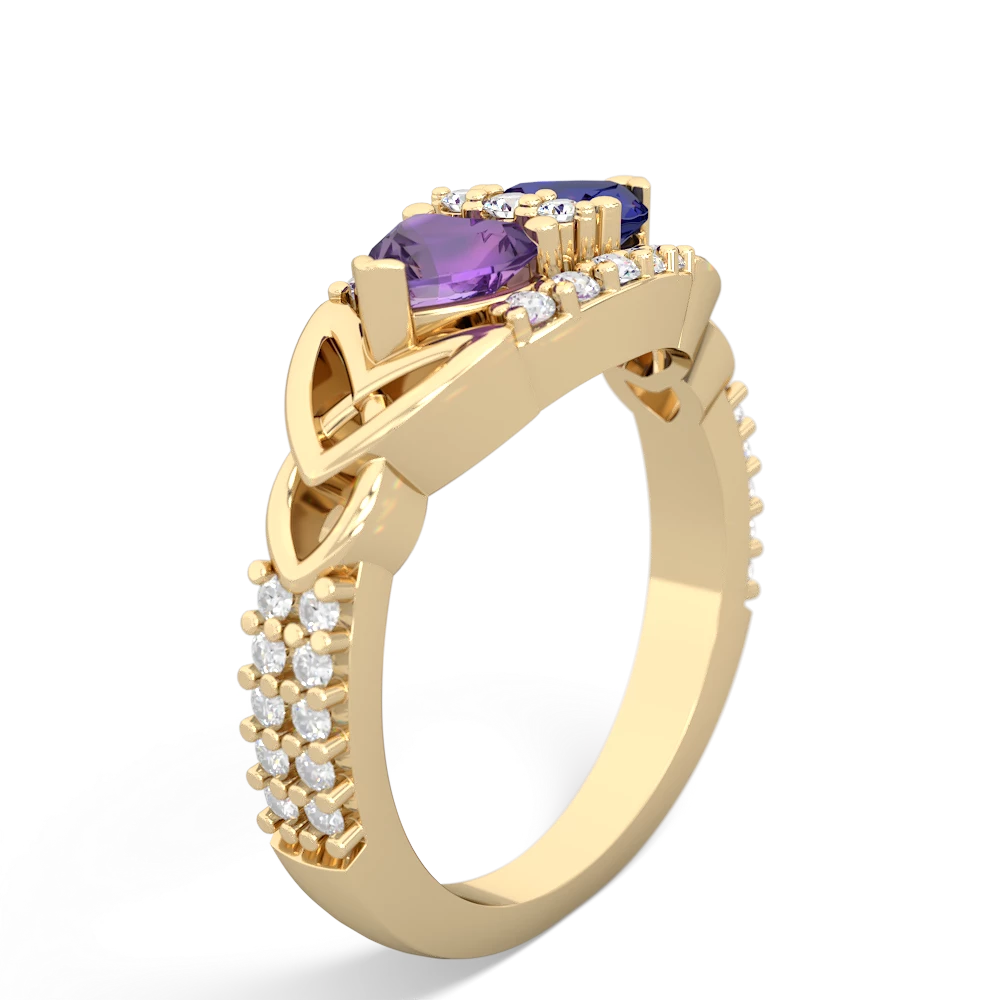 Amethyst Sparkling Celtic Knot 14K Yellow Gold ring R2645