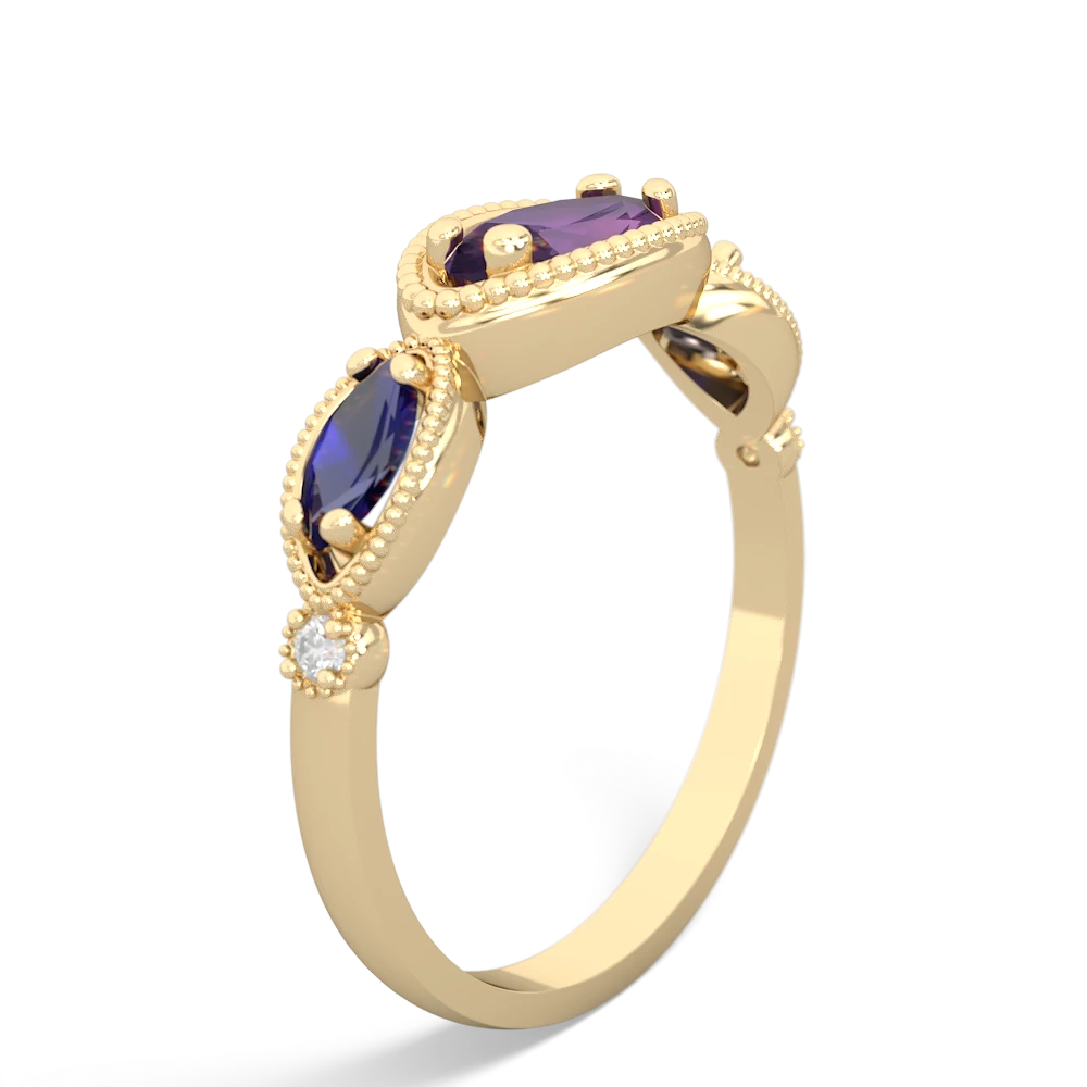 Amethyst Milgrain Marquise 14K Yellow Gold ring R5700