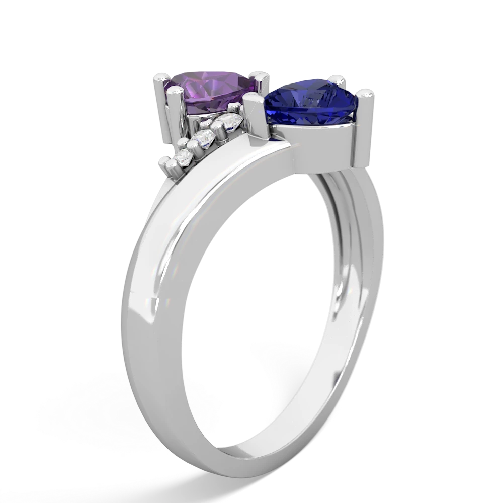 Amethyst Heart To Heart 14K White Gold ring R2064