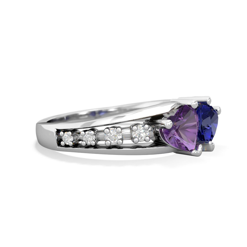 Amethyst Heart To Heart 14K White Gold ring R3342