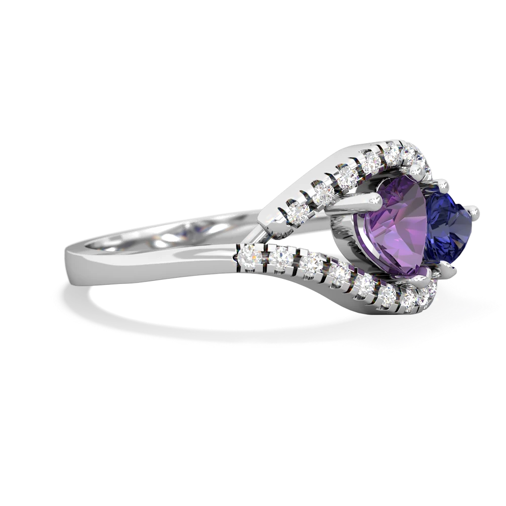 Amethyst Mother And Child 14K White Gold ring R3010