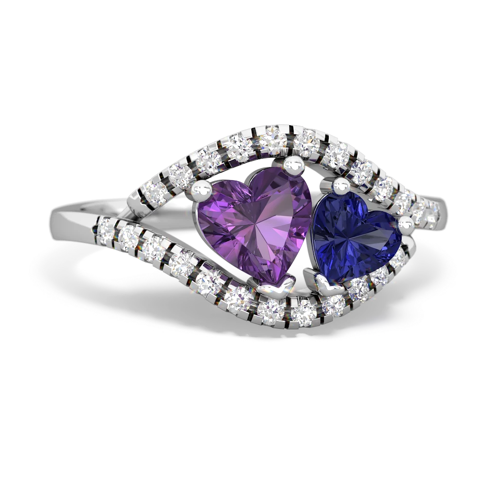 Amethyst Mother And Child 14K White Gold ring R3010