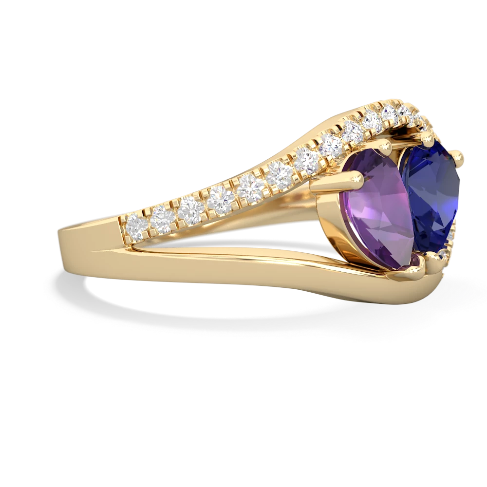 Amethyst Nestled Heart Keepsake 14K Yellow Gold ring R5650