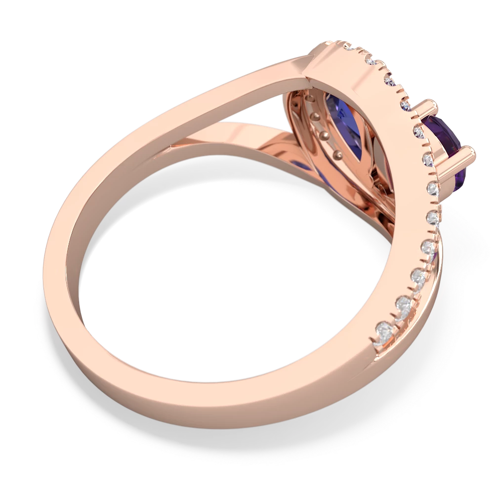 Amethyst Nestled Heart Keepsake 14K Rose Gold ring R5650