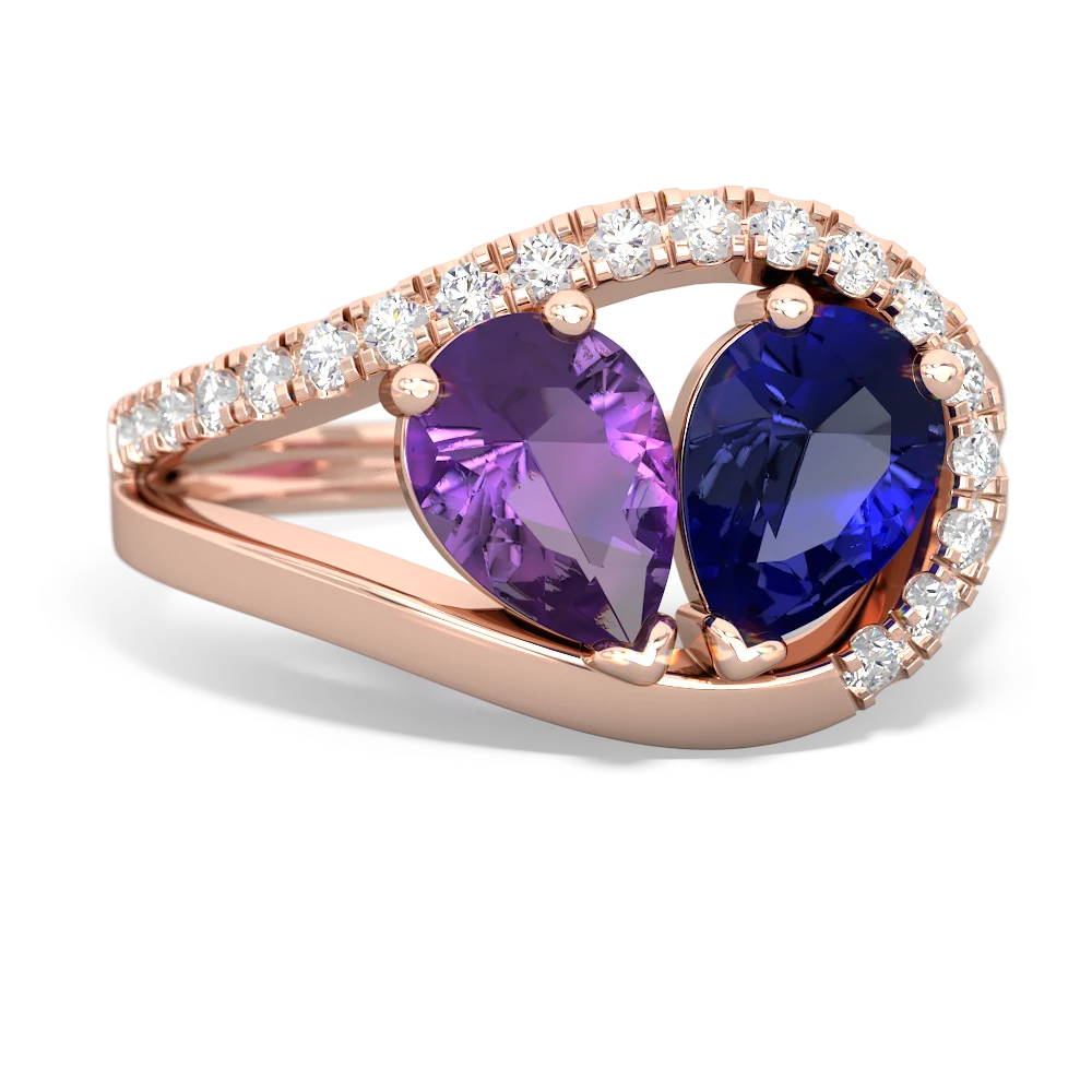 Amethyst Nestled Heart Keepsake 14K Rose Gold ring R5650