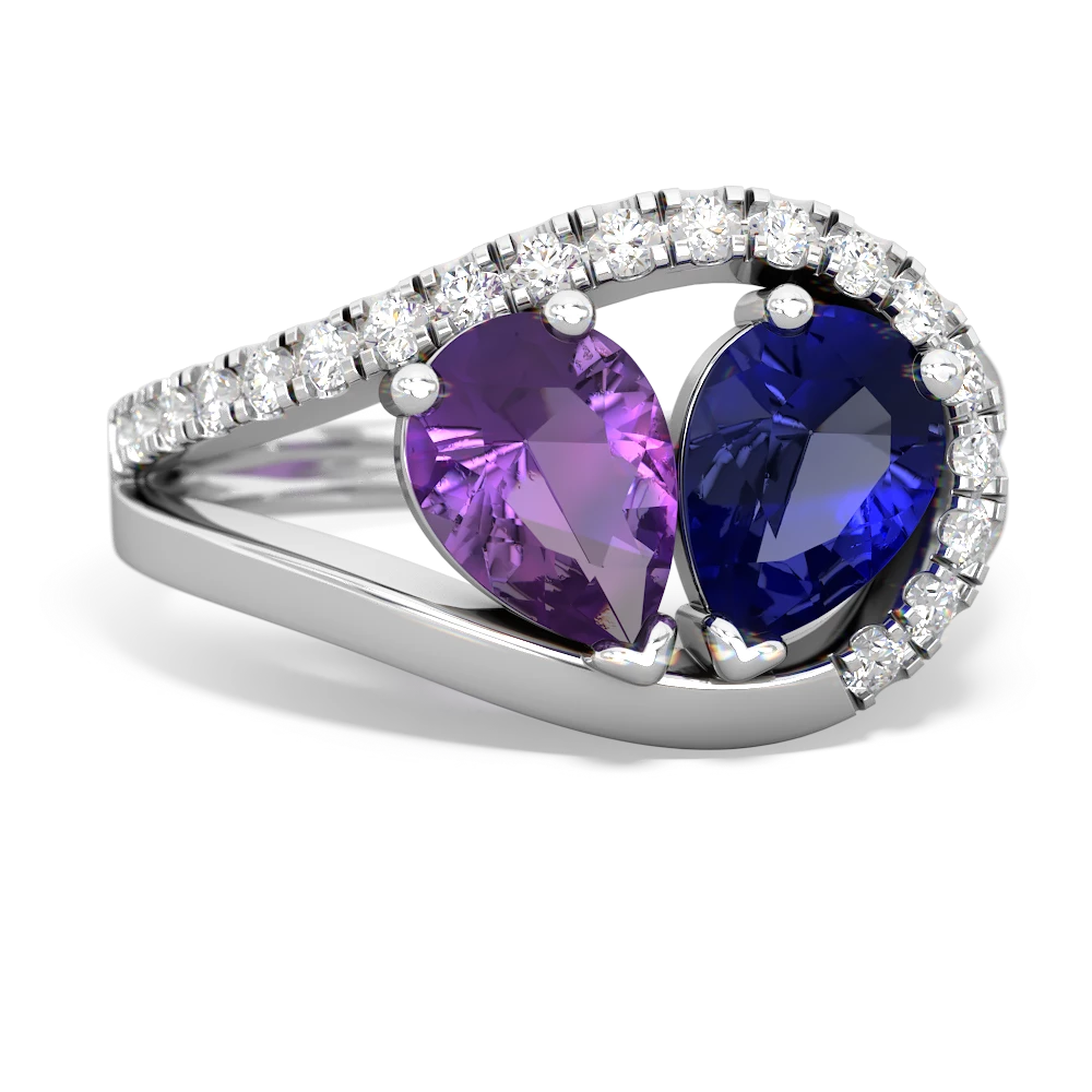 Amethyst Nestled Heart Keepsake 14K White Gold ring R5650