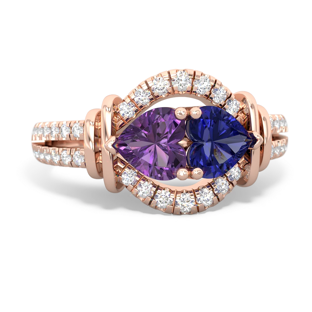 Amethyst Art-Deco Keepsake 14K Rose Gold ring R5630