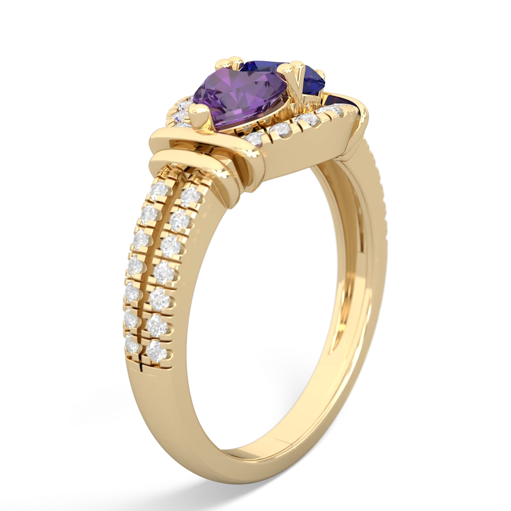 Amethyst Art-Deco Keepsake 14K Yellow Gold ring R5630