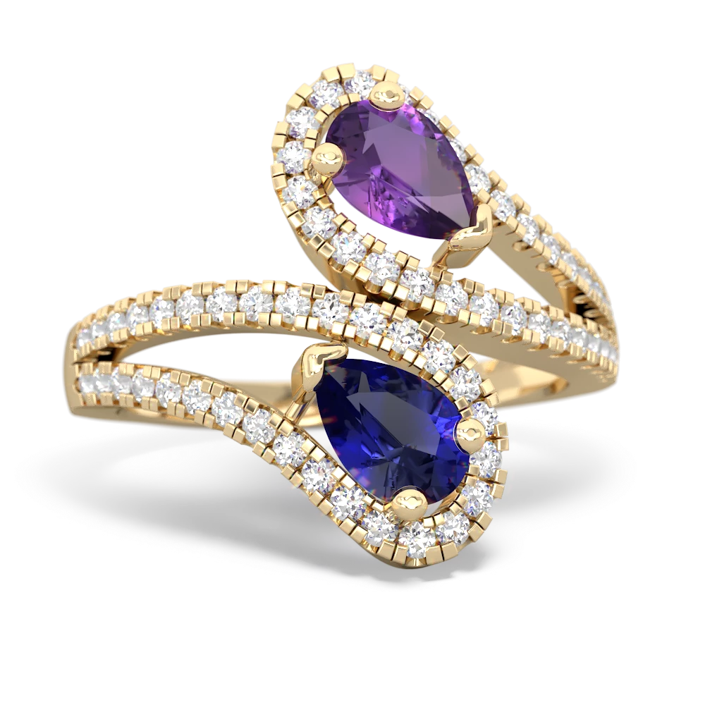 Amethyst Diamond Dazzler 14K Yellow Gold ring R3000