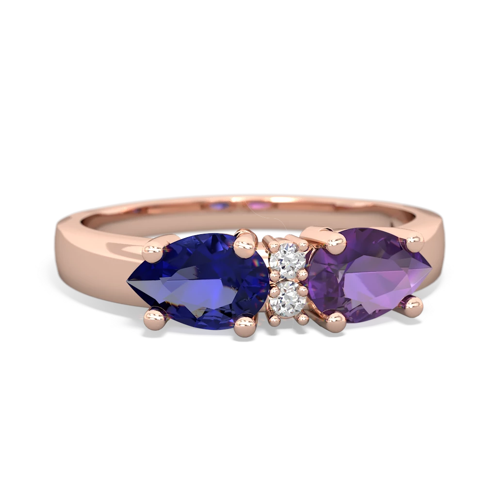 Amethyst Pear Bowtie 14K Rose Gold ring R0865