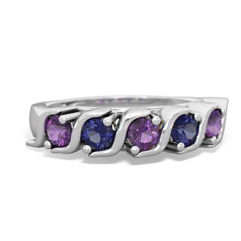 Amethyst Anniversary Band 14K White Gold ring R2089