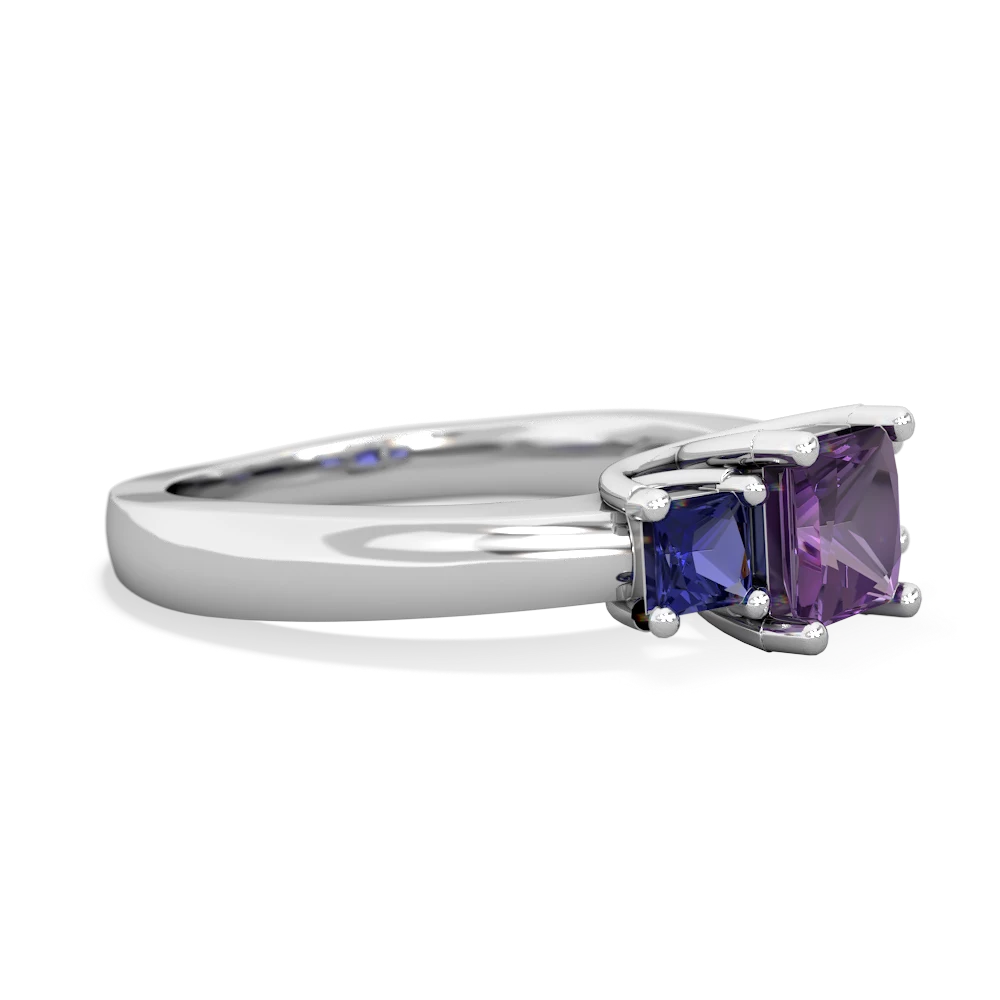 Amethyst Three Stone Trellis 14K White Gold ring R4015