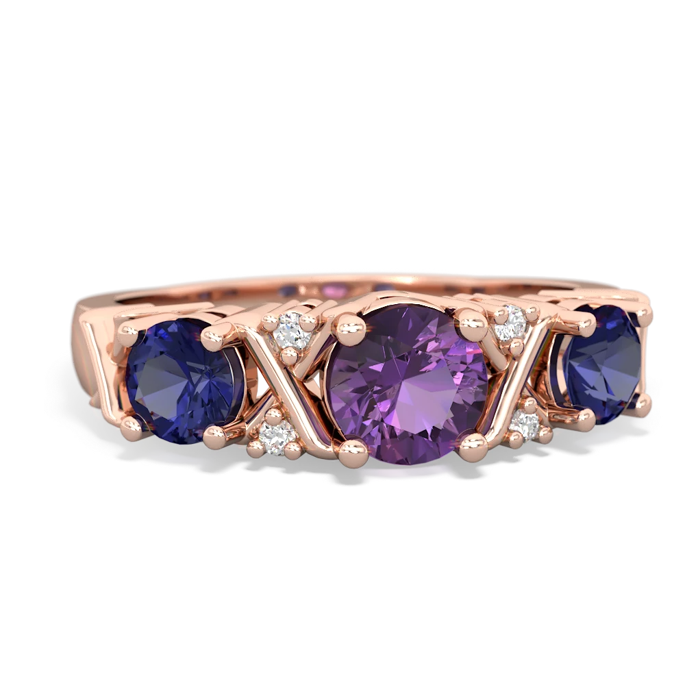 Amethyst Hugs And Kisses 14K Rose Gold ring R5016