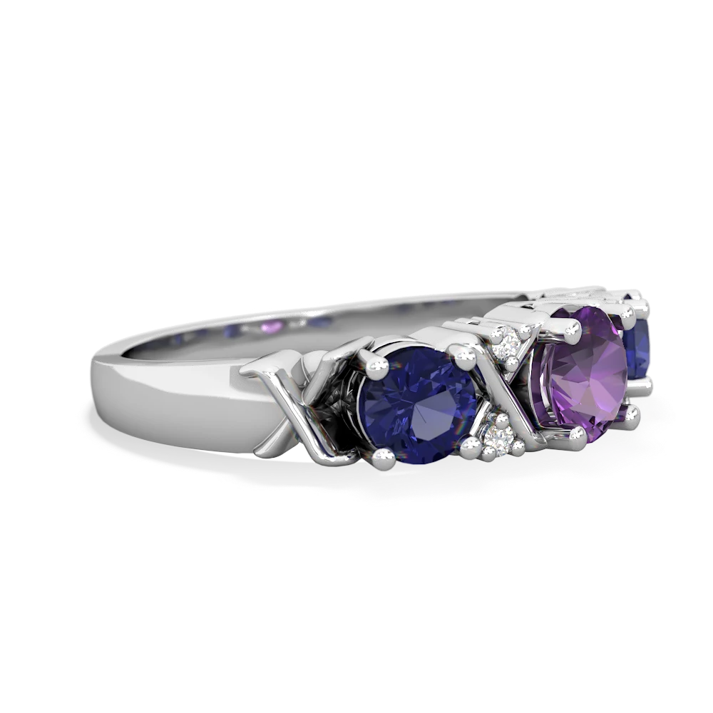 Amethyst Hugs And Kisses 14K White Gold ring R5016