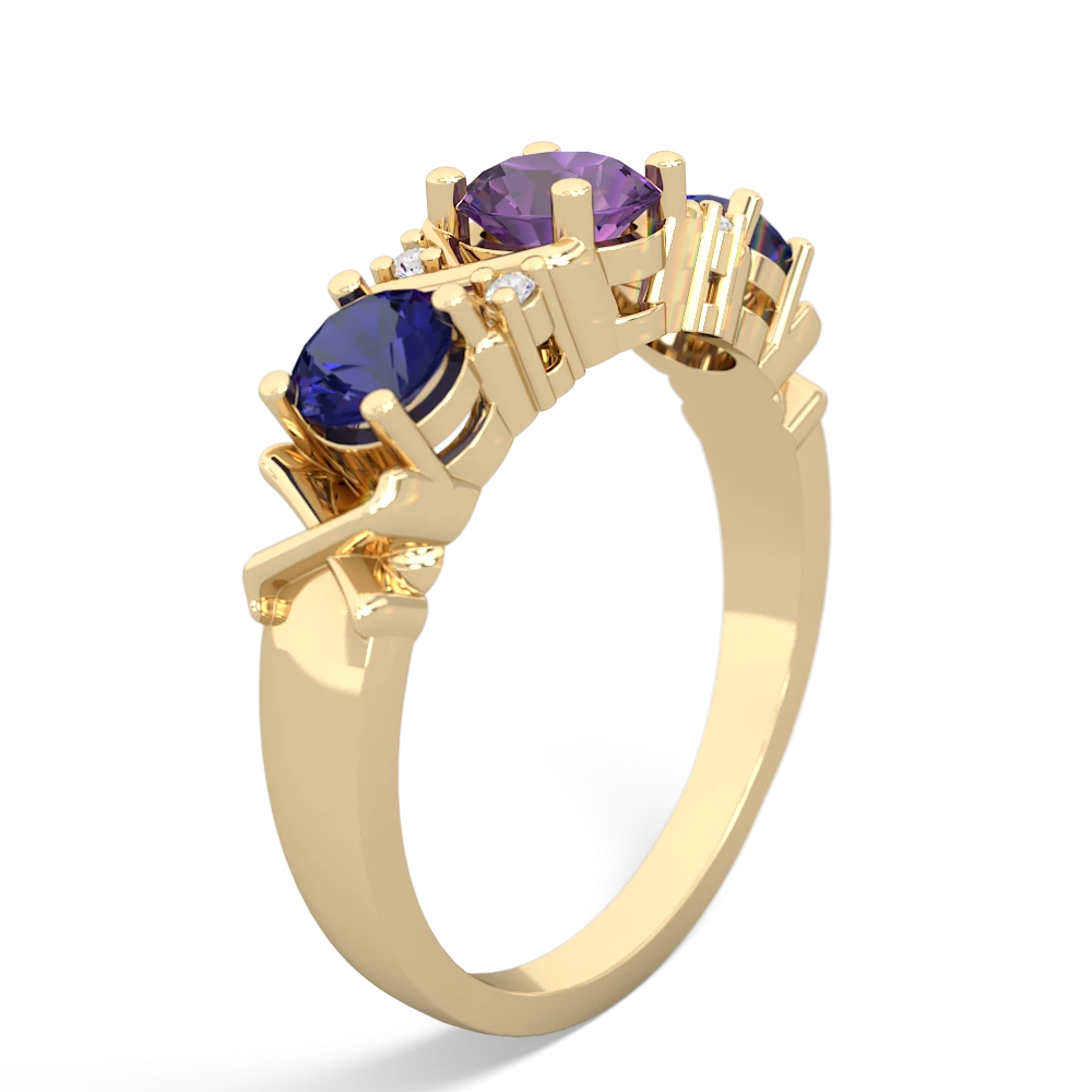 Amethyst Hugs And Kisses 14K Yellow Gold ring R5016