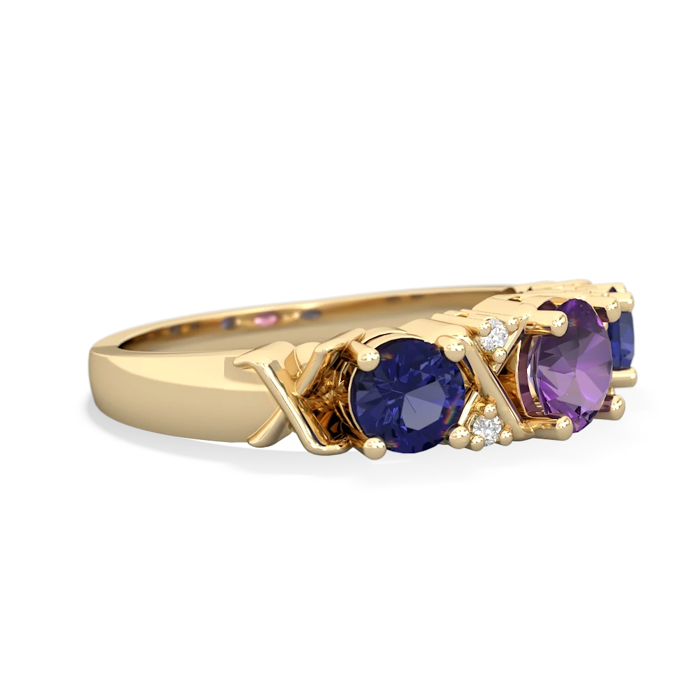 Amethyst Hugs And Kisses 14K Yellow Gold ring R5016