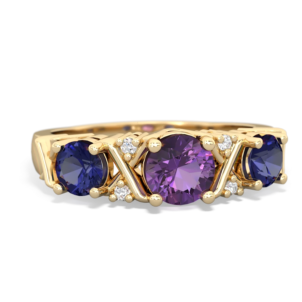 Amethyst Hugs And Kisses 14K Yellow Gold ring R5016