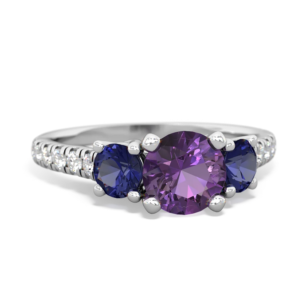 Amethyst Pave Trellis 14K White Gold ring R5500