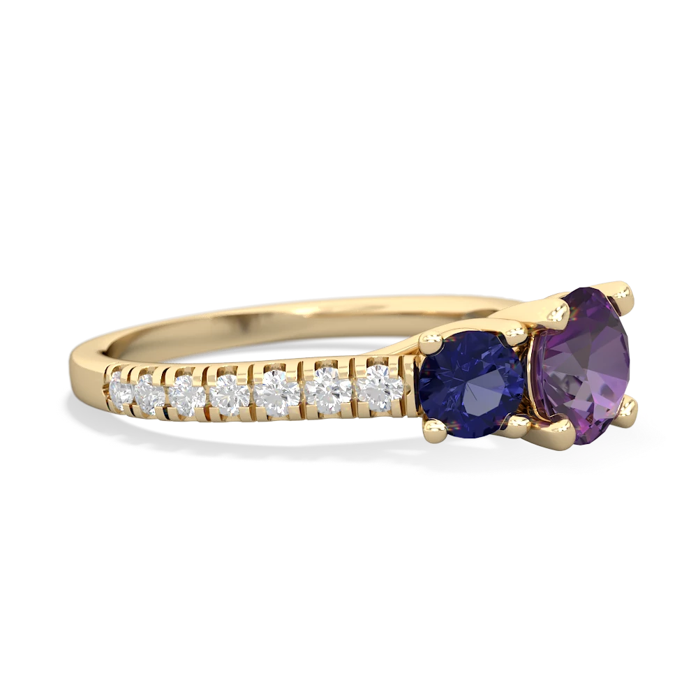 Amethyst Pave Trellis 14K Yellow Gold ring R5500