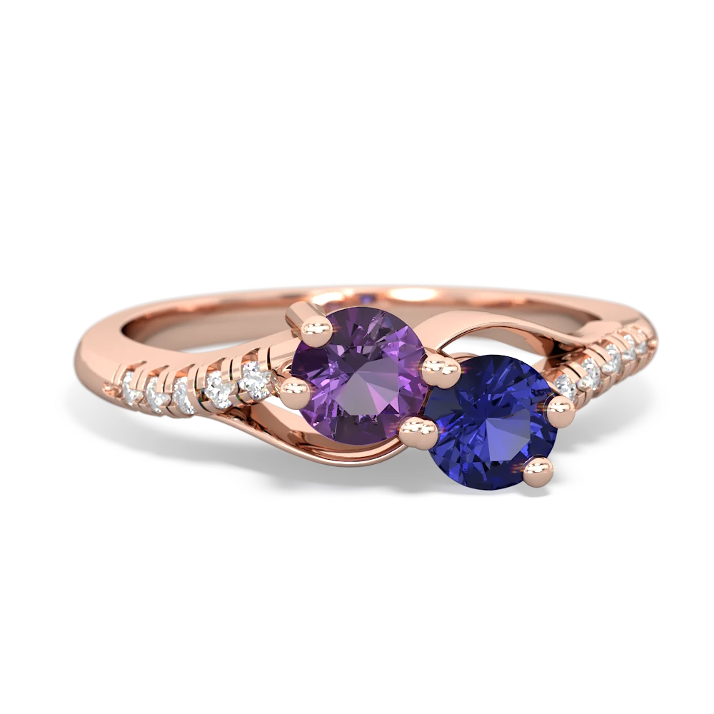 Amethyst Infinity Pave Two Stone 14K Rose Gold ring R5285