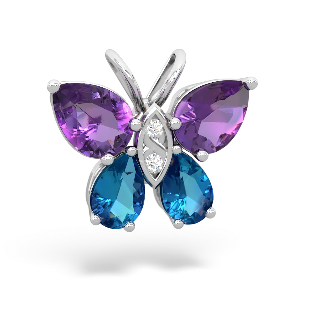 Amethyst Butterfly 14K White Gold pendant P2215