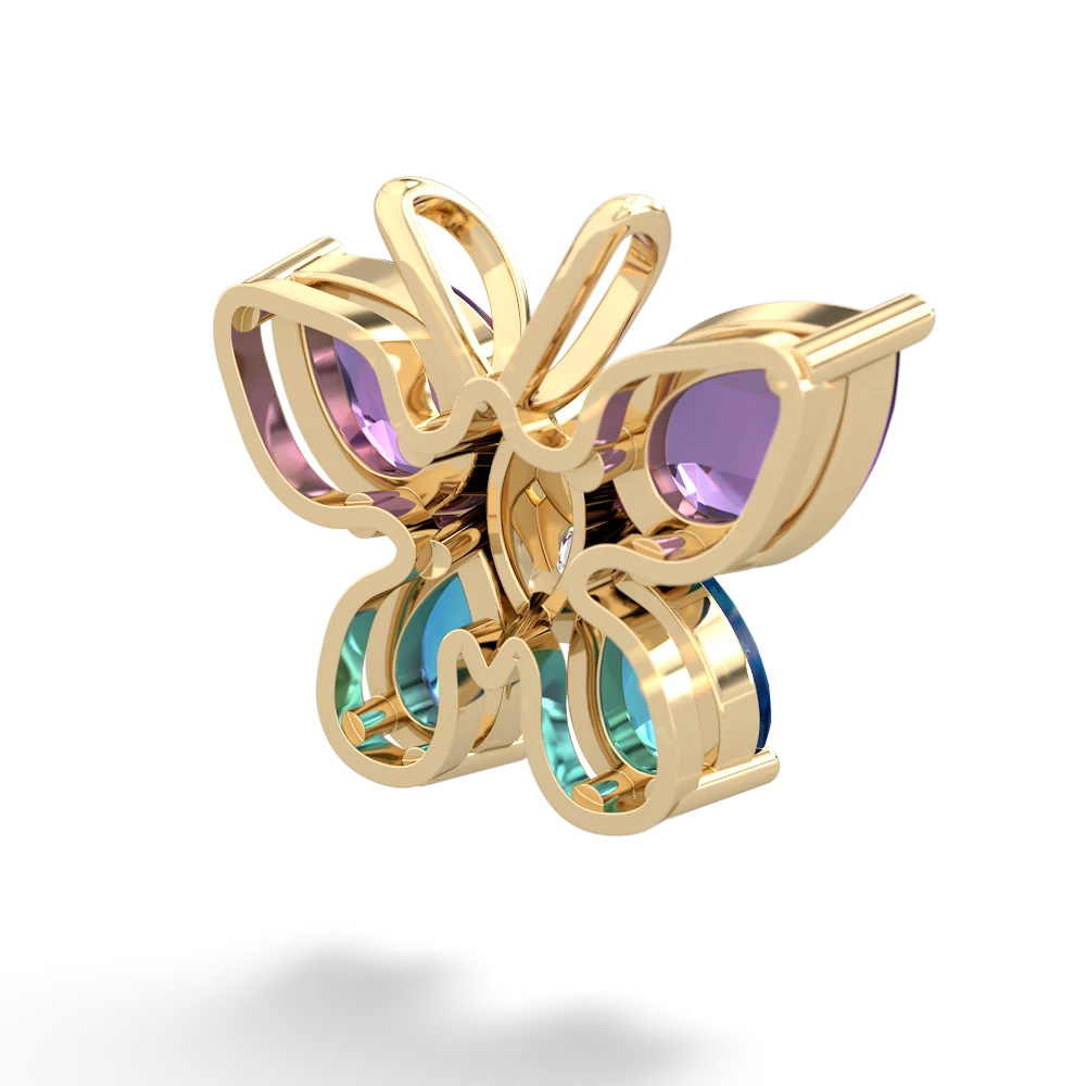 Amethyst Butterfly 14K Yellow Gold pendant P2215