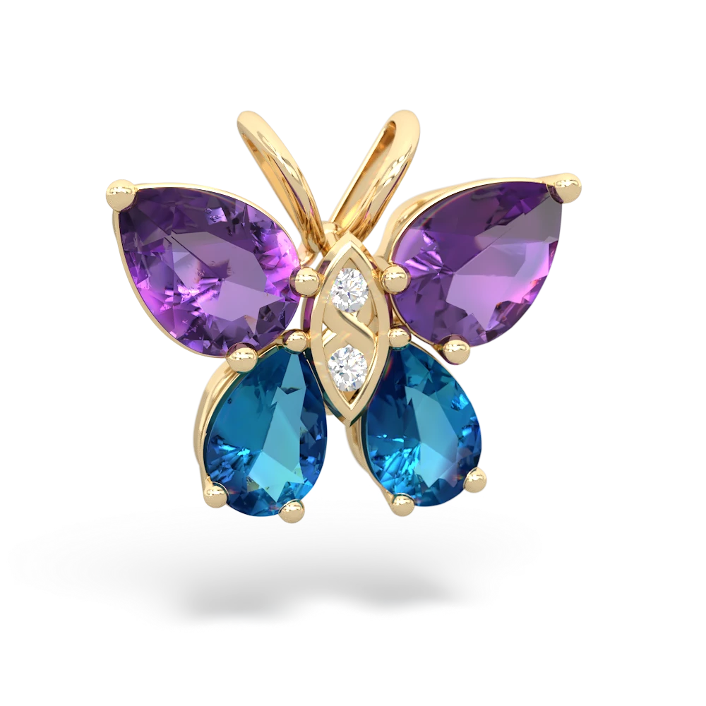 Amethyst Butterfly 14K Yellow Gold pendant P2215