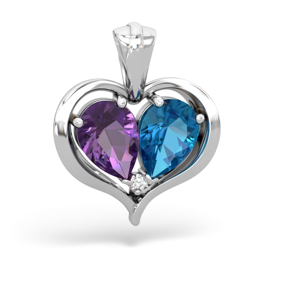 Amethyst Two Become One 14K White Gold pendant P5330