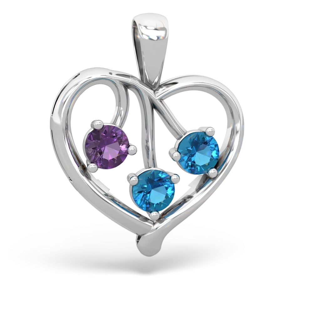 Amethyst Glowing Heart 14K White Gold pendant P2233