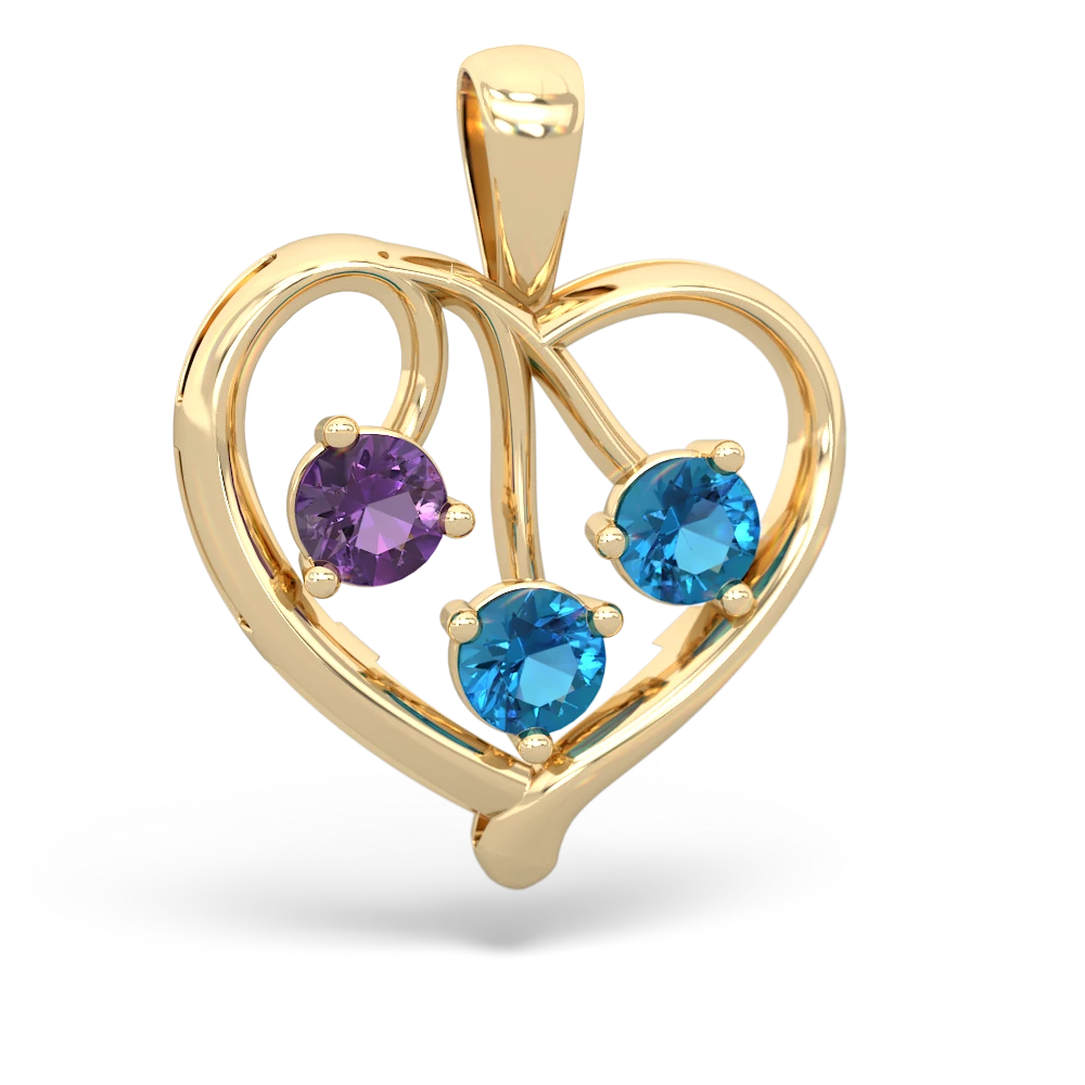 Amethyst Glowing Heart 14K Yellow Gold pendant P2233