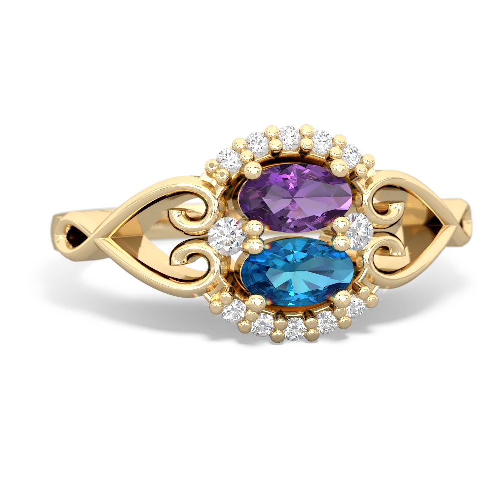 Amethyst Love Nest 14K Yellow Gold ring R5860