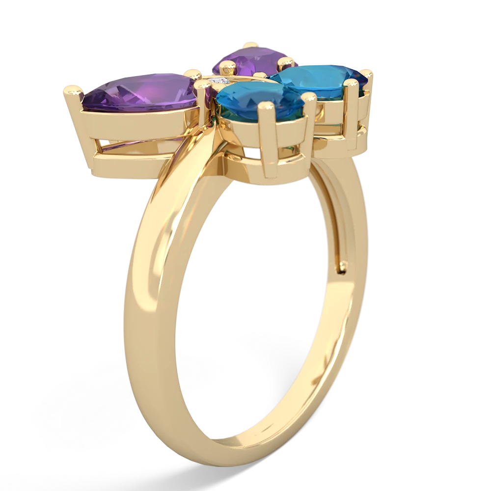 Amethyst Butterfly 14K Yellow Gold ring R2215