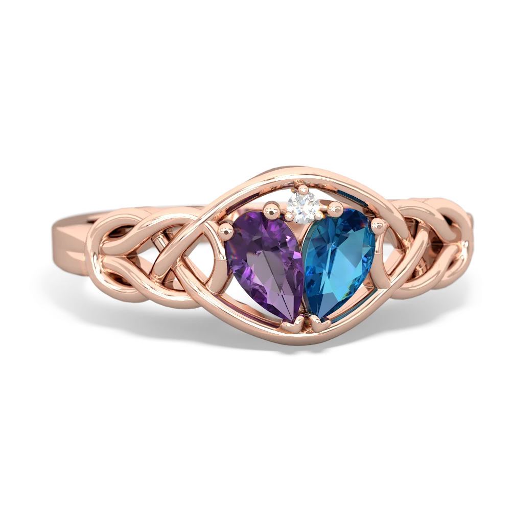 Amethyst Celtic Love Knot 14K Rose Gold ring R5420