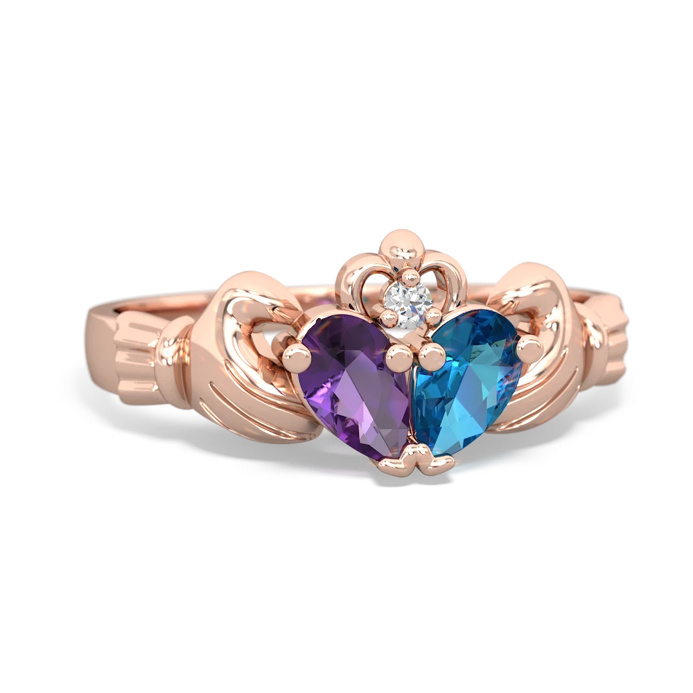 Amethyst 'Our Heart' Claddagh 14K Rose Gold ring R2388