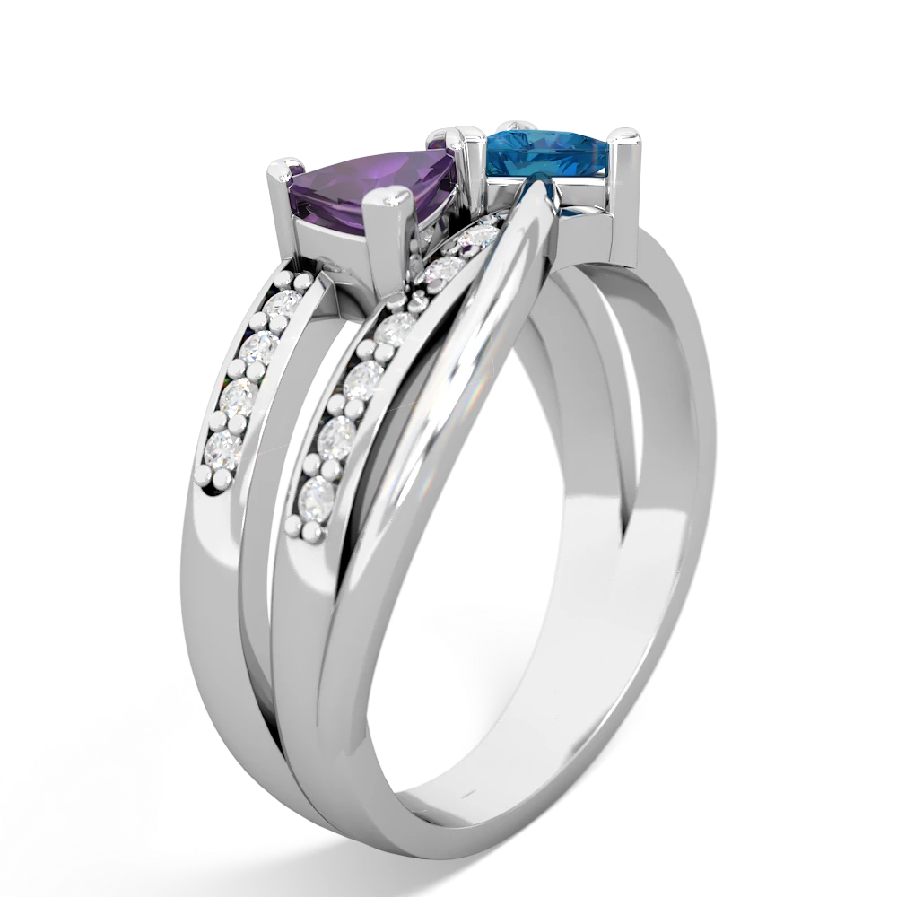 Amethyst Bowtie 14K White Gold ring R2360