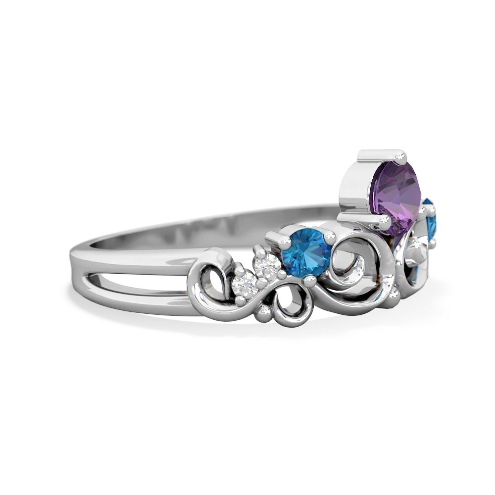 Amethyst Crown Keepsake 14K White Gold ring R5740