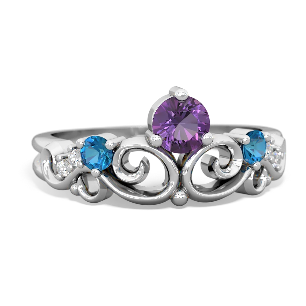 Amethyst Crown Keepsake 14K White Gold ring R5740