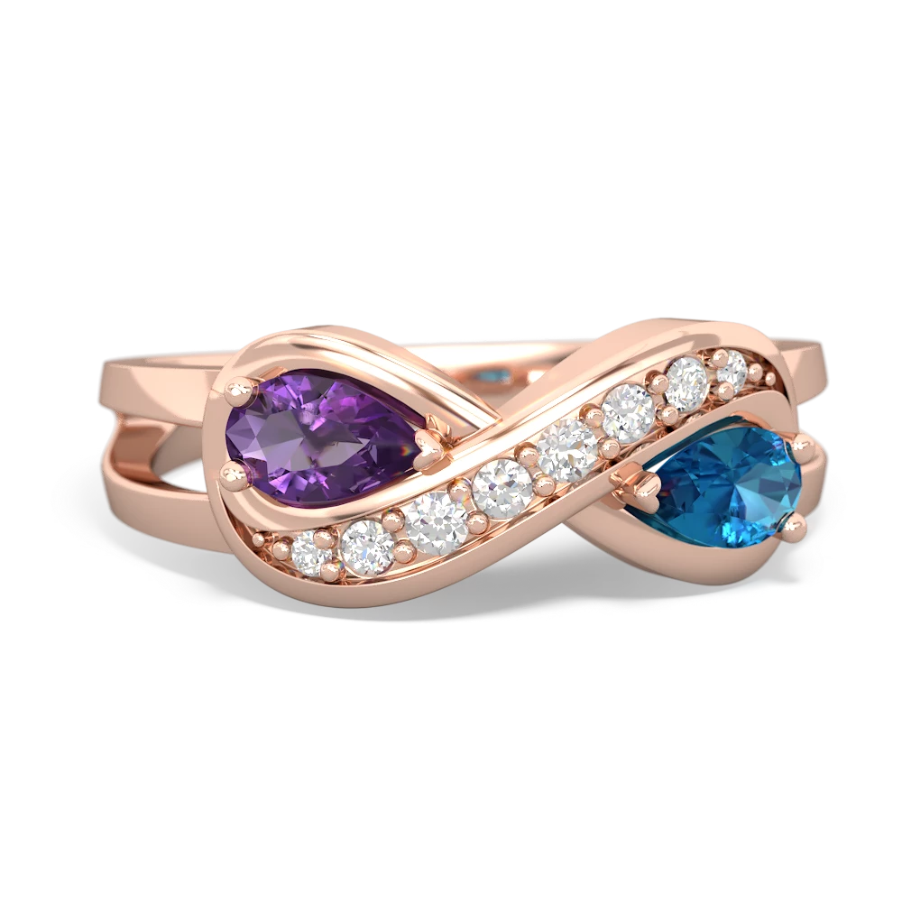 Amethyst Diamond Infinity 14K Rose Gold ring R5390