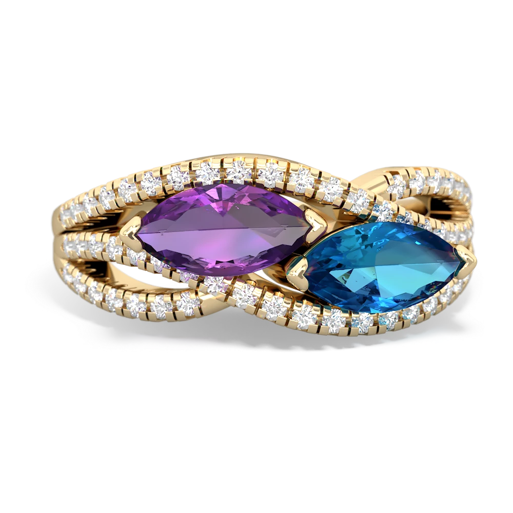 Amethyst Diamond Rivers 14K Yellow Gold ring R3070