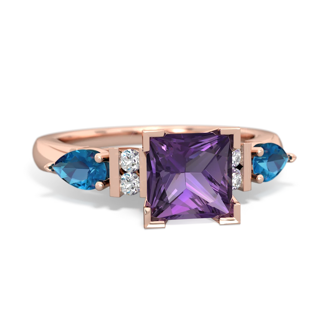 Amethyst 6Mm Princess Eternal Embrace Engagement 14K Rose Gold ring C2002