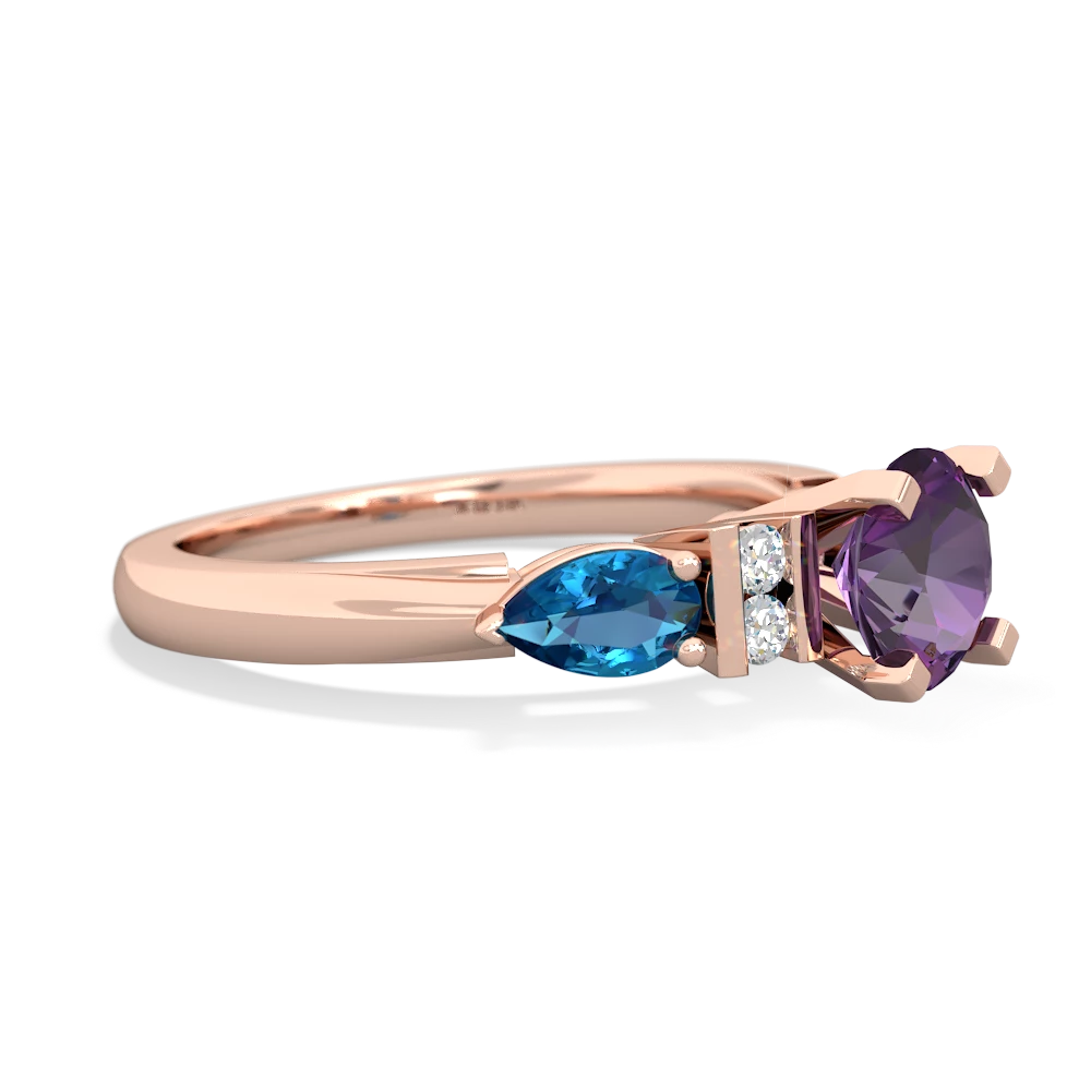 Amethyst 6Mm Round Eternal Embrace Engagement 14K Rose Gold ring R2005